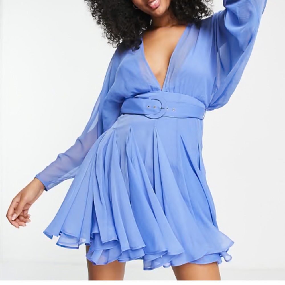 ASOS DESIGN soft mini dress with godet detail and belt
